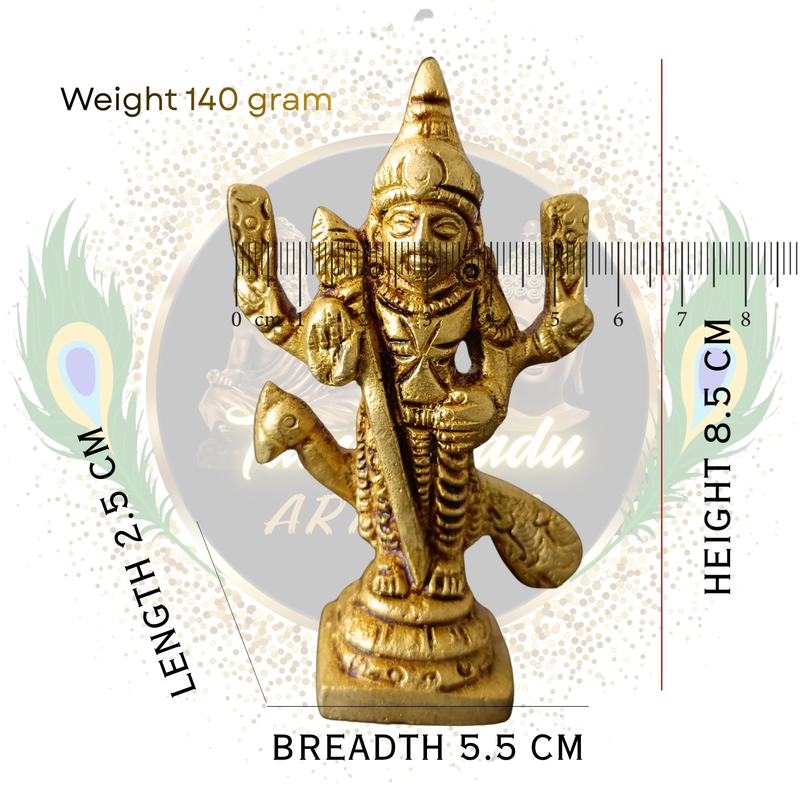 Pure Brass Murugan with Peacock Idol Medium Size, Hand Crafted by Tamil Nadu Artisans, Handmade Hindu Pooja Statue 141 gram