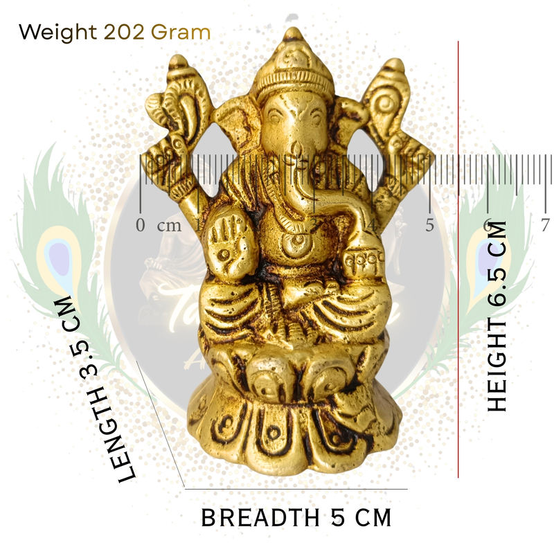 Pure Brass Lotus Base Vinayagar Idol (Compact) | Handcrafted by Tamil Nadu Artisans | Daily Pooja & Gift – 202 g