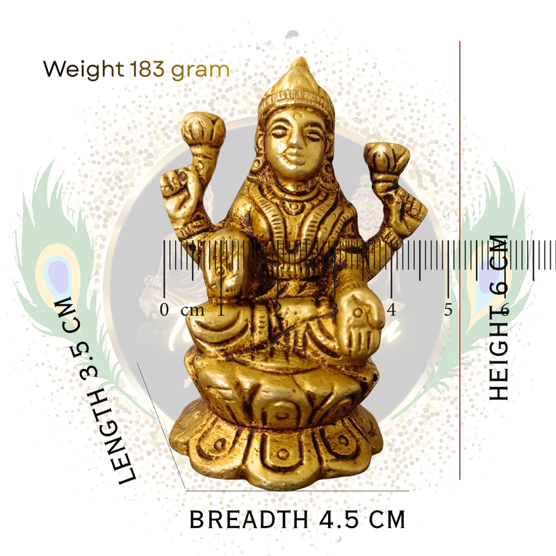 Pure Brass Goddess Mahalakshmi Idol | Handcrafted by Tamil Nadu Artisans | Wealth & Prosperity Pooja Murti – 183 g