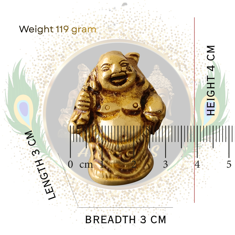Pure Brass Small China Monk Idol | Handcrafted by Tamil Nadu Artisans | Peaceful Meditation Décor – 119 g