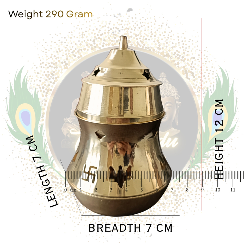 Pure Brass Kapoor Lamp | Handcrafted by Tamil Nadu Artisans | Safe Camphor Aarti Lamp for Pooja – 162 g
