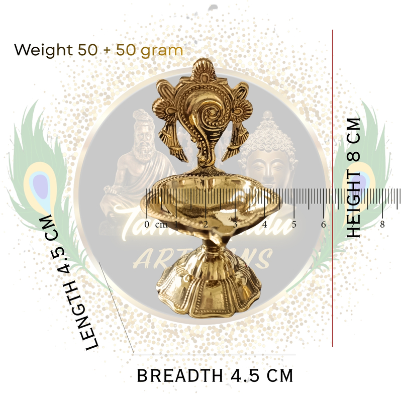 Pure Brass Sangu Chakra Vilakku | Handcrafted by Tamil Nadu Artisans | Sacred Pooja Diya for Temple & Home