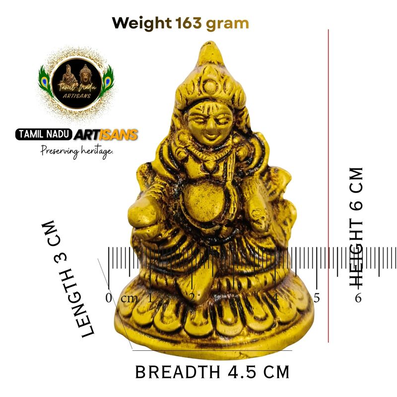 Pure Solid Brass Lord Kuber Idol for Wealth & Prosperity Pooja | Hand Crafted by Tamil Nadu Artisans, 163 Gram