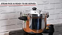 Express Stainless Steel Manual Rice Cooker with Steamer Basket Cooks up to