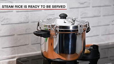 Express Stainless Steel Manual Rice Cooker with Steamer Basket Cooks up to