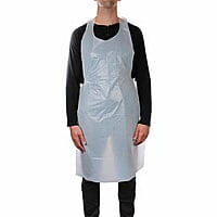 Disposable Plastic Apron (Pack of 100) | Waterproof Dental & Medical PPE Aprons | White & Blue