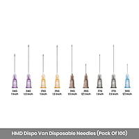 HMD Dispo Van Disposable Needles | Sterile Single-Use Hypodermic Needles | Pack of 100