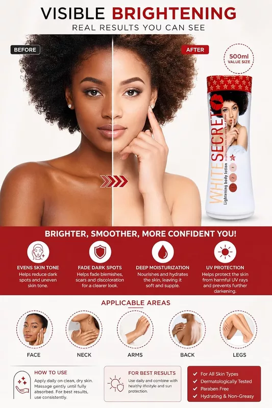 White Secret Body WHITENING Lotion, Bright results 500ml pack of 1