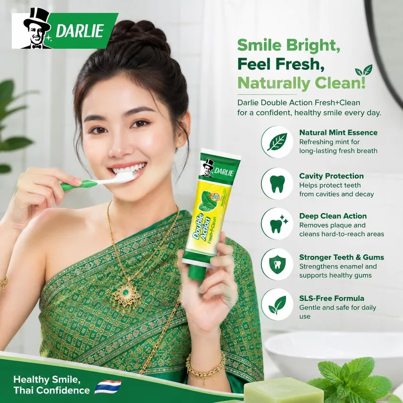 Darlie Double Action Fresh+Clean Fluoride Toothpaste,  80g pack of 1