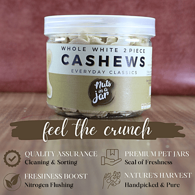 Nuts In a Jar Whole White Cashews Everyday Classics W320 250 Grams
