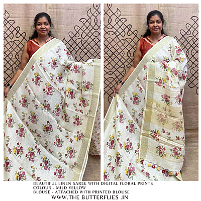 PURE LINEN SAREE  YBRSLIN23432