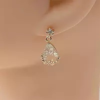 Crystal Stone Teardrop Rose Gold Earrings