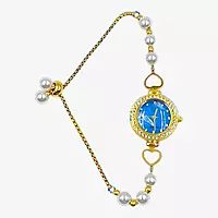 Elegant Blue Dial Pearl Bracelet Watch for Women - Gold Tone