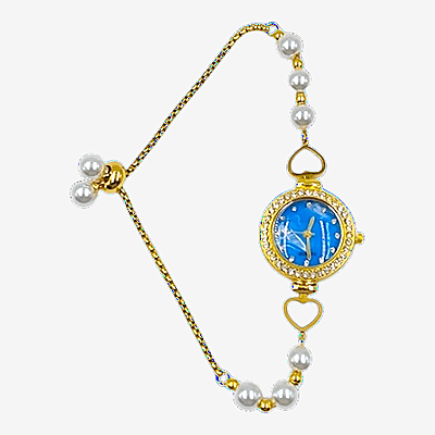 Elegant Blue Dial Pearl Bracelet Watch for Women - Gold Tone