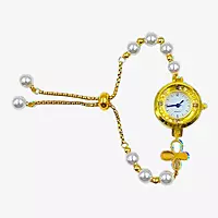 Elegant Gold & Pearl Butterfly Bracelet Watch for Women