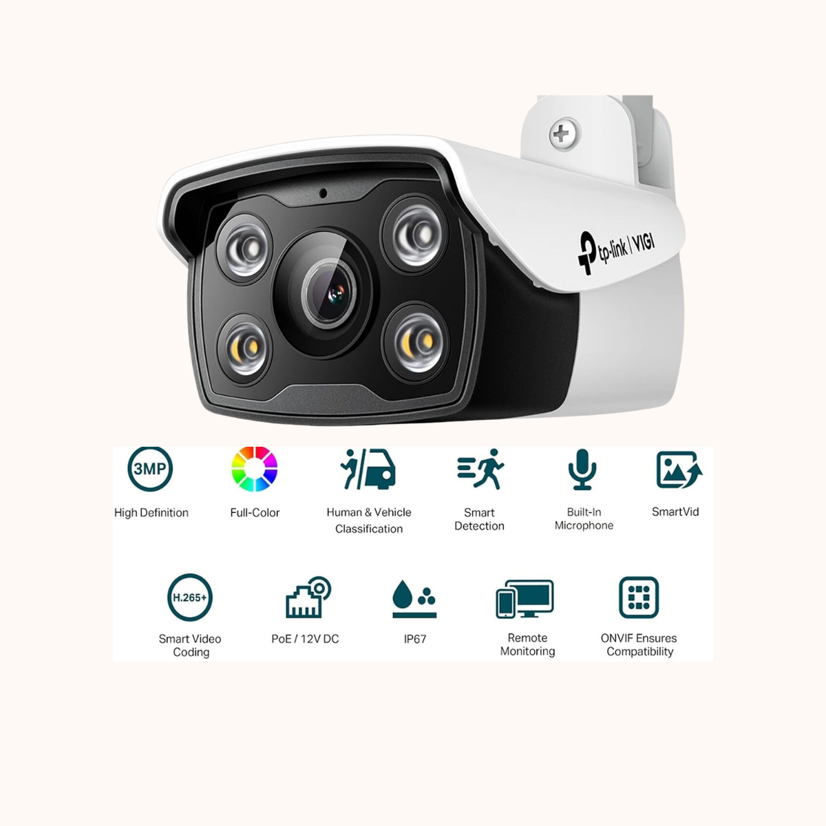 TP-Link VIGI (4mm) 3MP Outdoor Full-Color Network Camera-C330 V1