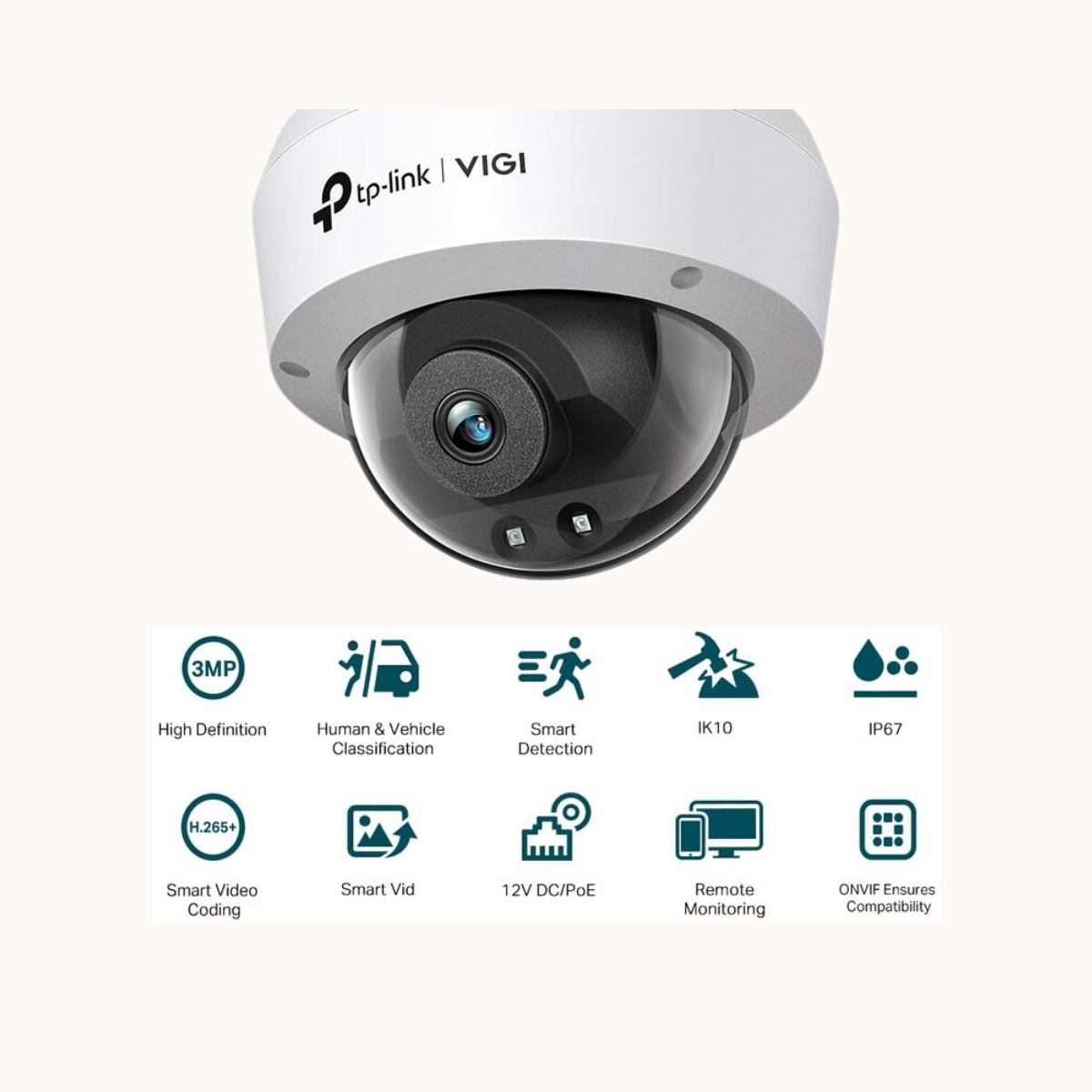 TP-Link VIGI (2.8mm) 3MP IR Dome Network Camera-C230I