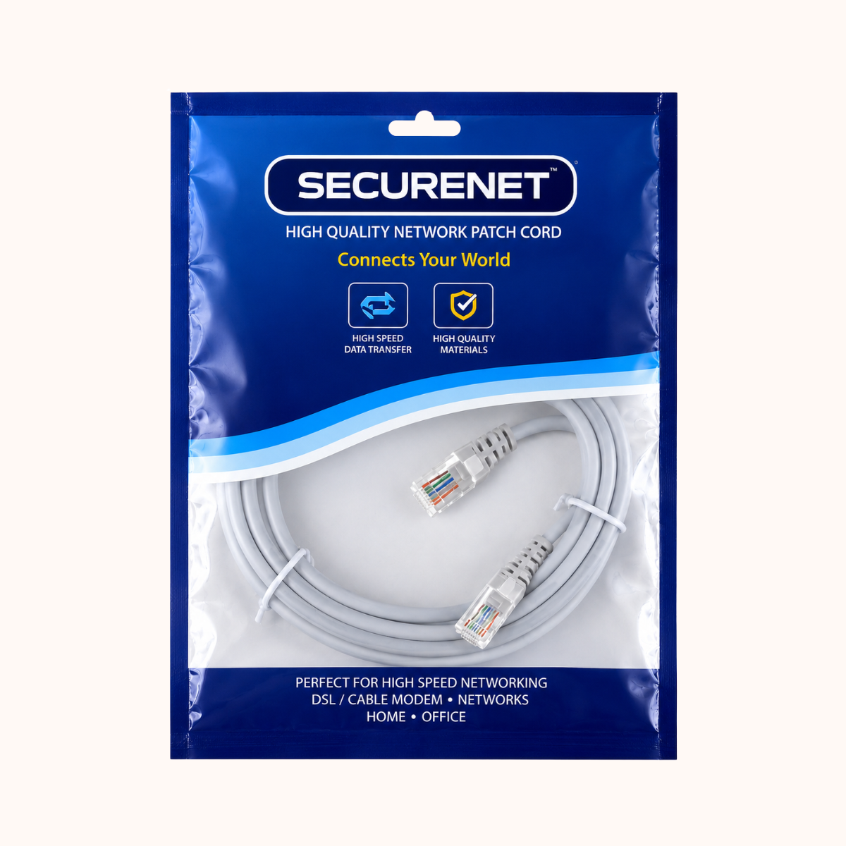 SECURENET Grey CAT6 U/UTP Patch cord 2.0 Mtrs