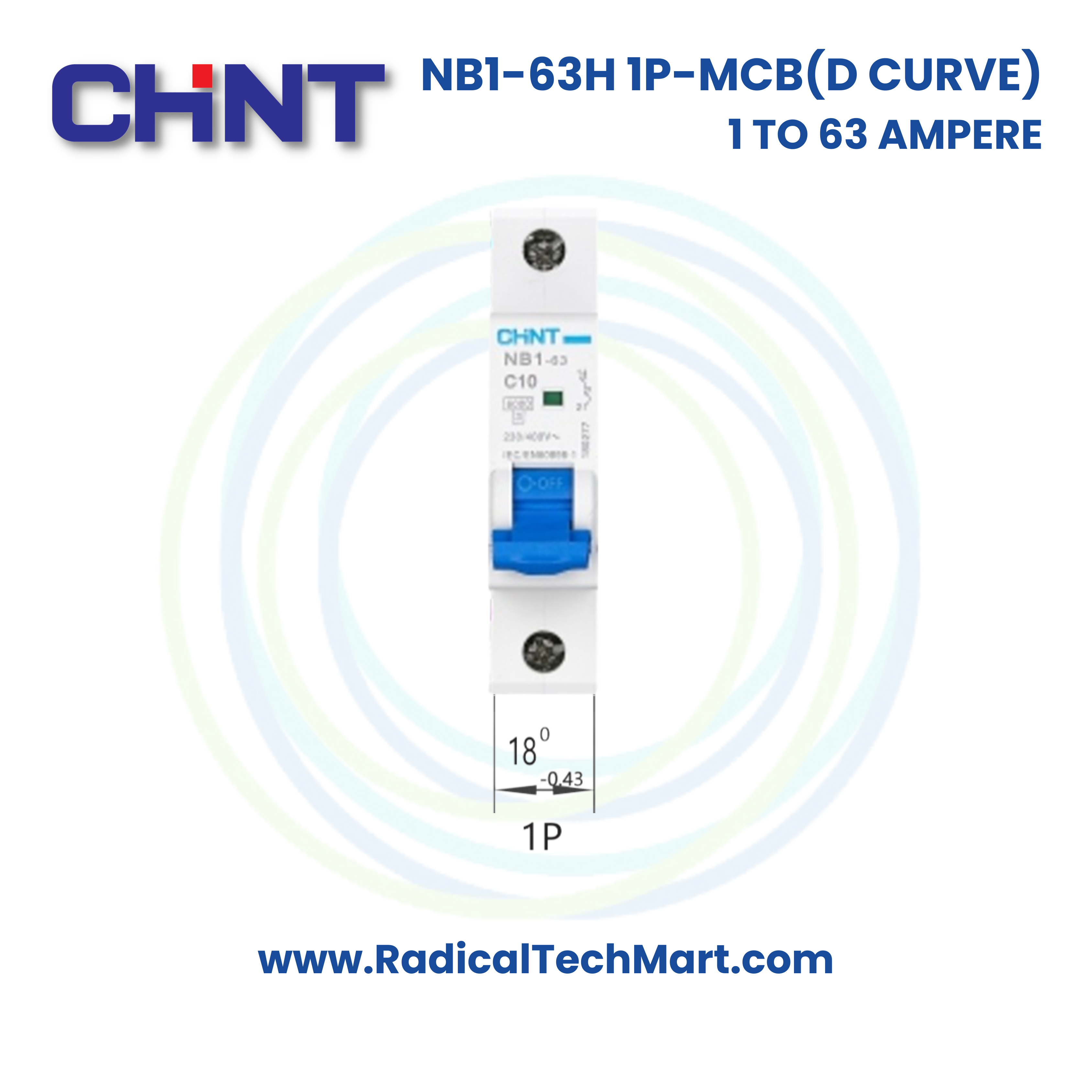 Chint NB1-63H 1 Pole D Curve MCB - Industrial Grade Circuit Protection