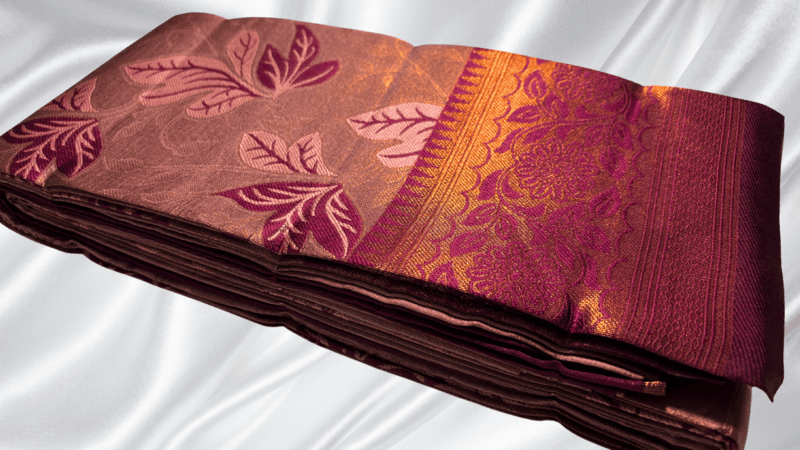 Kubera Pattu Copper Jari Saree - Chocolate & Dark Plum