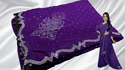 Samiksha Chiffon Stone Work Saree - Purple Samiksha Chiffon Stone Work Saree - Purple