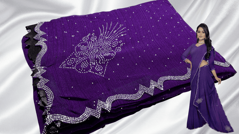 Samiksha Chiffon Stone Work Saree - Purple