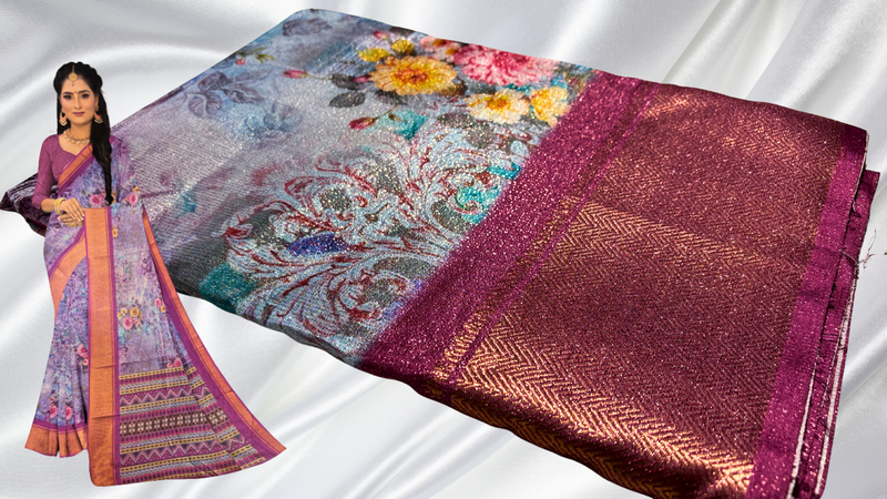 Morni Digital Vaira Oosi Saree - Plum