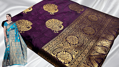 Banarasi Wedding Jari Silk Saree - Dark Plum Banarasi Wedding Jari Silk Saree - Dark Plum