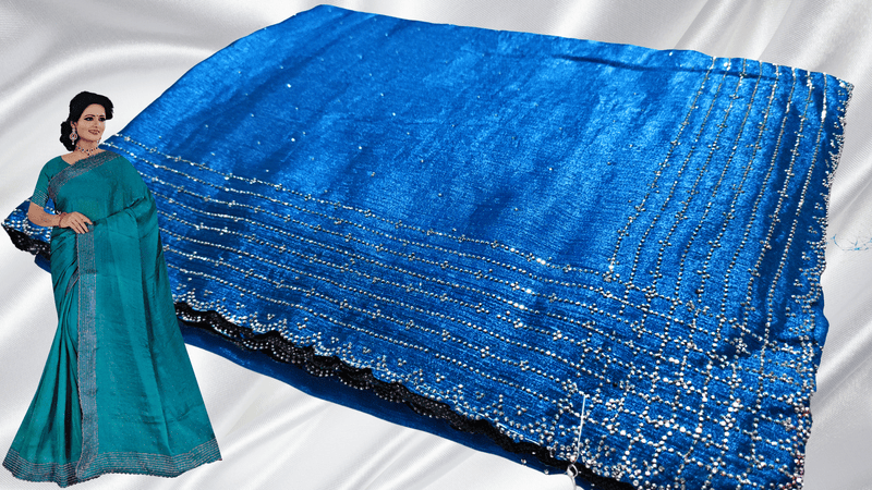 Sparkle Space Silk Stone Work Saree - Blue