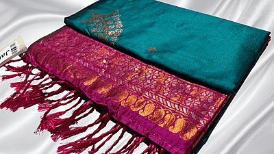 Jahvi Fancy Soft Silk Saree - Peacock Green & Pink Jahvi Fancy Soft Silk Saree - Peacock Green & Pink