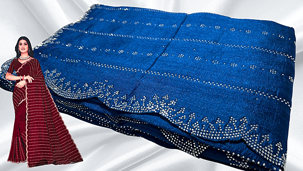 Maharani Stone Work Saree - Blue