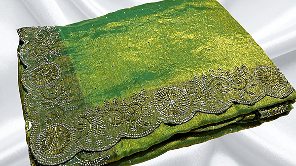 Blinkit Space Silk Stone Work Saree - Green