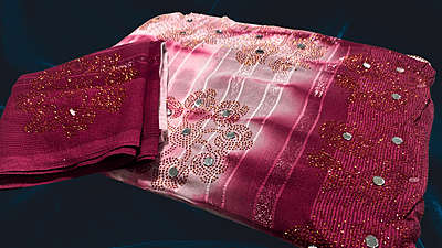 Sun Rose Aari Work Fancy Saree - Magenta