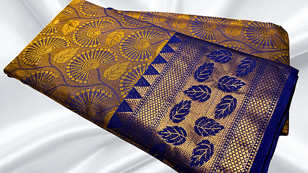 Tulsi Fancy Silk Jari Saree - Mustard Blue
