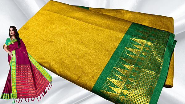 Anamat Soft Silk Gold Jari Saree - Mustard