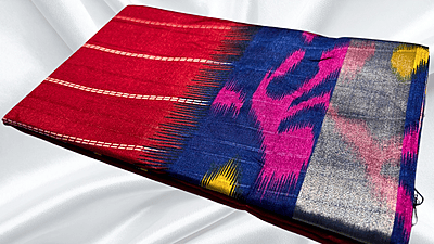 Handloom Digital Soft Saree - Red