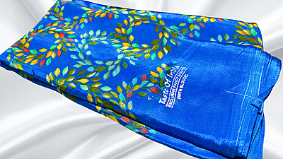 Butter Silk Soft Tiny Leaf Saree - Ink Blue