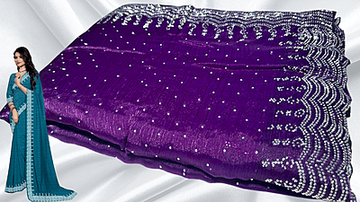Rahita Stone Work Space Silk Saree - Purple