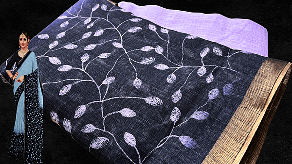 Sindoor Linen Cotton Doubly Saree - Lavendar