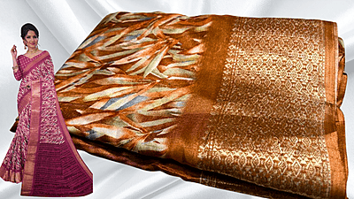 Silkina Dola Silk Jari Saree - Saffron Silkina Dola Silk Jari Saree - Saffron