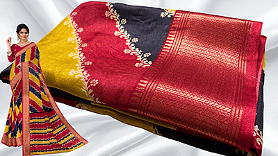 Dola Silk Gold Jari 3 Layer Saree - Maroon