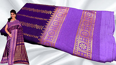 Vairooshi Gold Foil Dual Color Saree - Purple Vairooshi Gold Foil Dual Color Saree - Purple