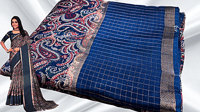 Avtar Binny Silk Manga Style Saree - Dark Blue Avtar Binny Silk Manga Style Saree - Dark Blue