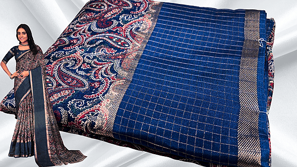 Avtar Binny Silk Manga Style Saree - Dark Blue