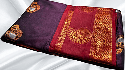 Vamika Dual Shade Silk Saree - Dark Plum