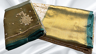 Ambani Silk Saree & Aari Work Blouse - Green