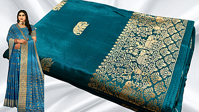 Mysore Soft Butter Silk Saree - Blue Green