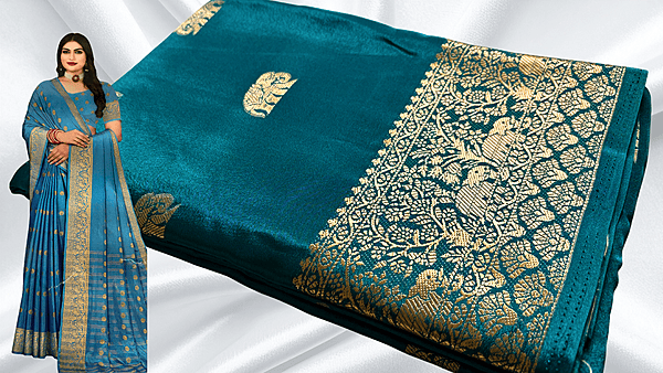 Mysore Soft Butter Silk Saree - Blue Green