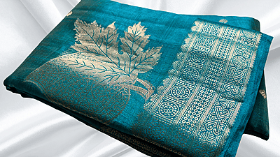 Tusser Silk Soft Butta Jari Saree - Blueish Green Tusser Silk Soft Butta Jari Saree - Blueish Green