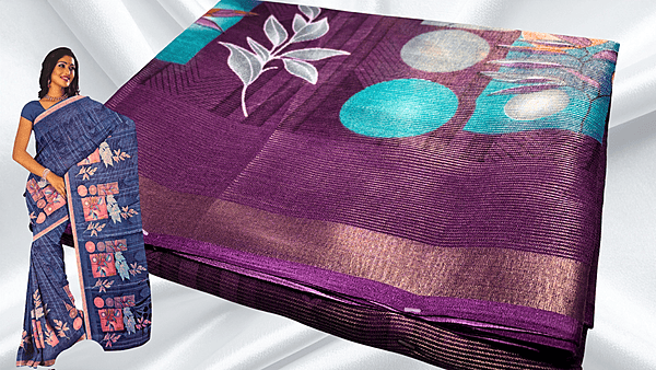 Sundar Cotton Tissue Saree - Plum